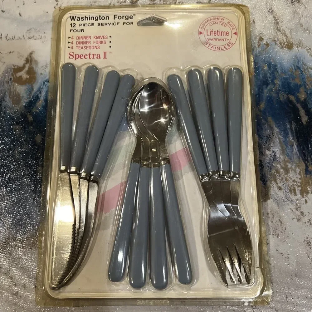 Vintage Washington Forge 12 Piece Flatware Set Spectra II Blue